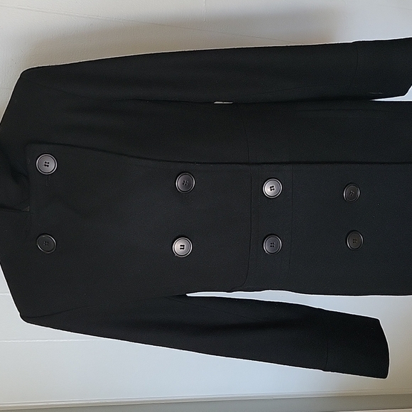 New York & Co black double breasted lined pea coat - Picture 2 of 8